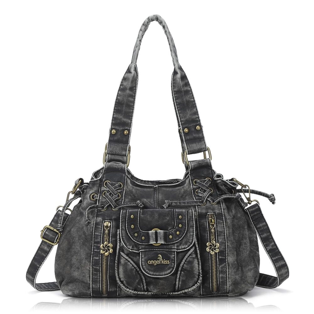 8567 Small hobo Bags Retro Washed Leather Shoulder Handbag Roomy Top